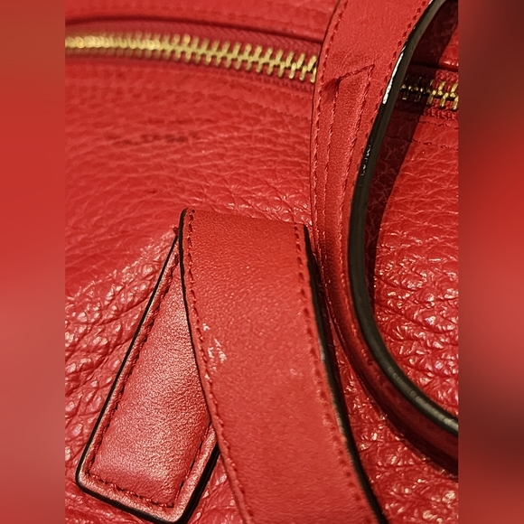 Coach Hadley Luxe Grain Leather Zip Satchel Red - Picture 11 of 14